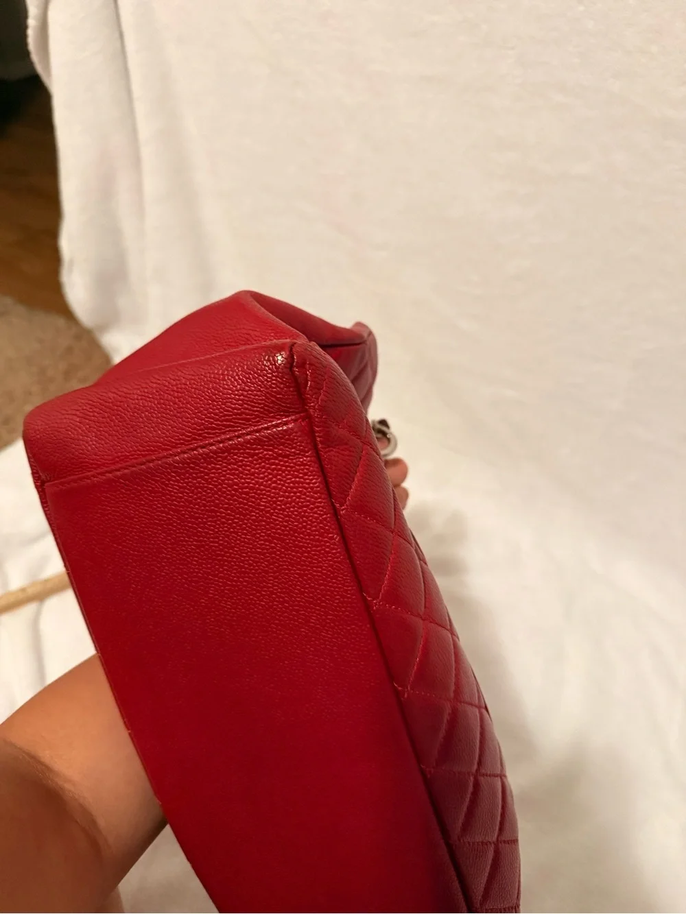 Chanel Grand Shopping Tote GST Red Quilted Caviar Leather w/ Entrupy COA